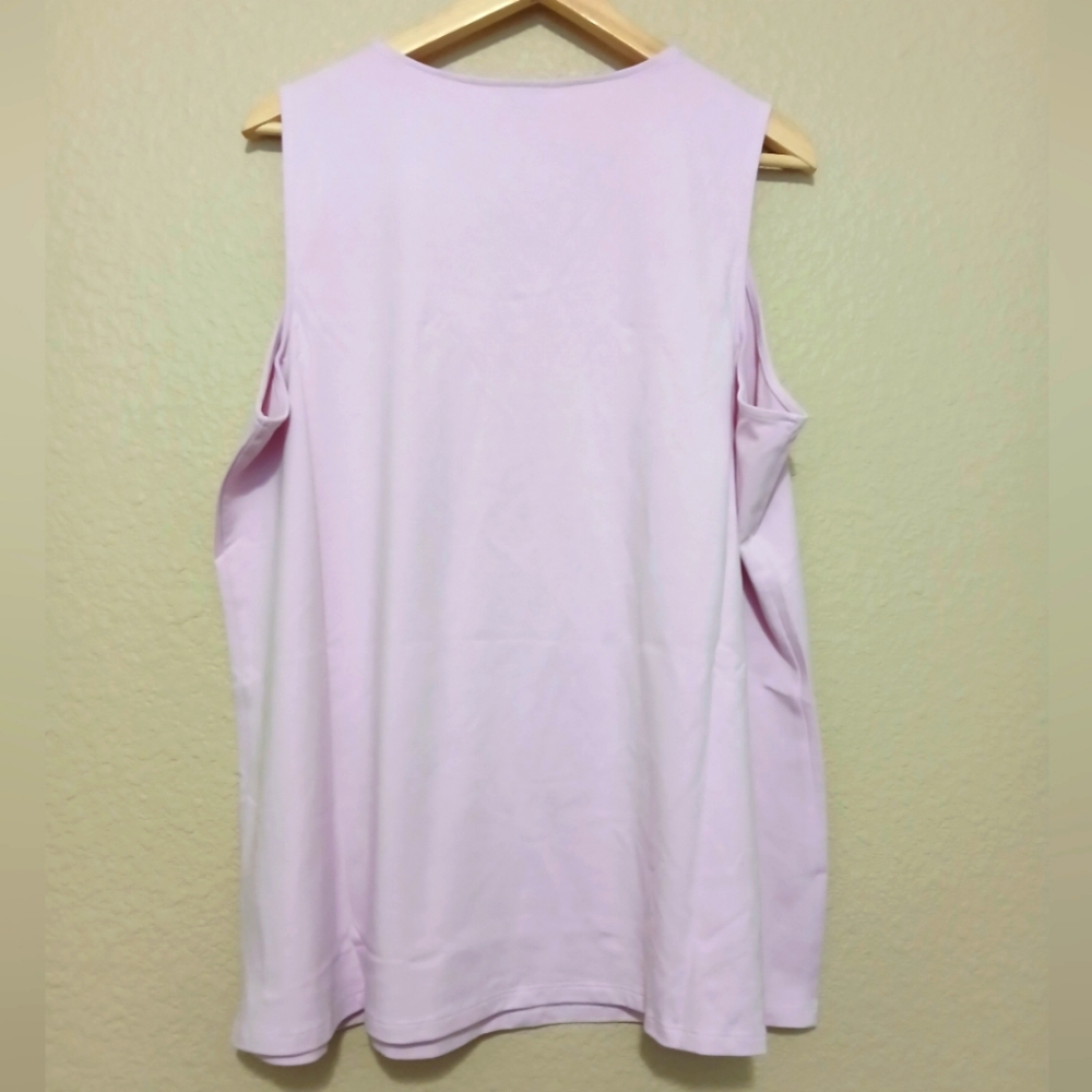 Denim & Co. Lavender Sleeveless Top with Embroidered Neckline - Picture 2 of 6
